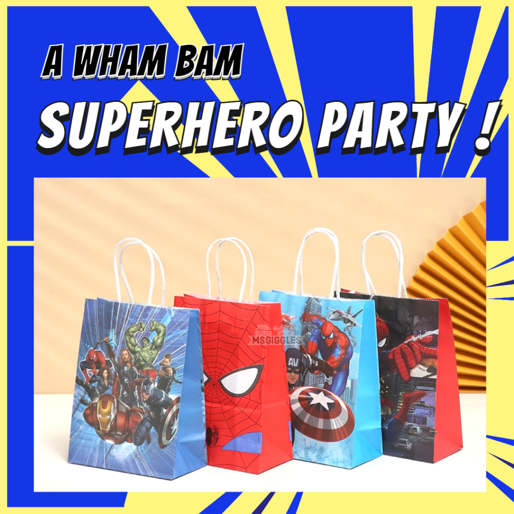 MsGiggles Superhero Birthday Goodie Bag for Kids Bundle Gift Set