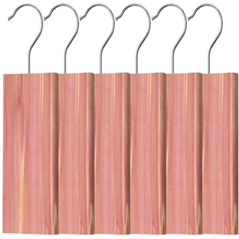 2148) NUOSEN 6 PIECES CEDAR WOOD HANGING BLOCKS NATURAL MOTH REPELLENT