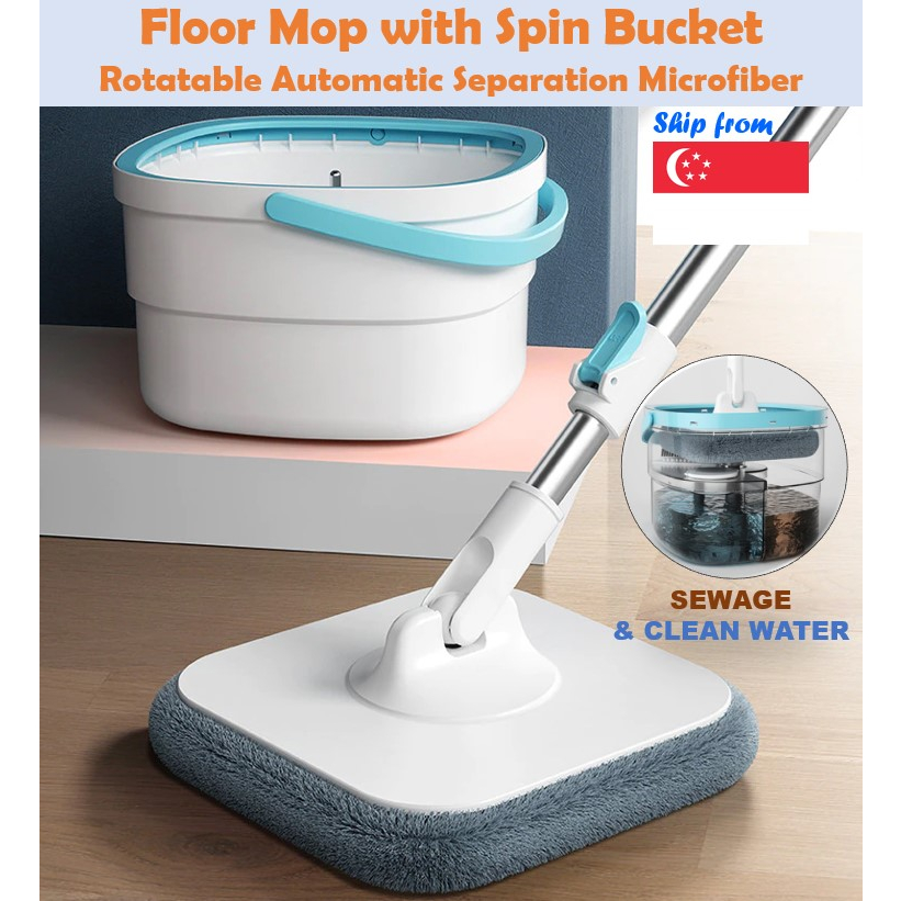 Flatbed Spin Mop And Bucket Set Clean Water And Sewage Separation Mop Hands Free Squeeze Mop Floor 9485