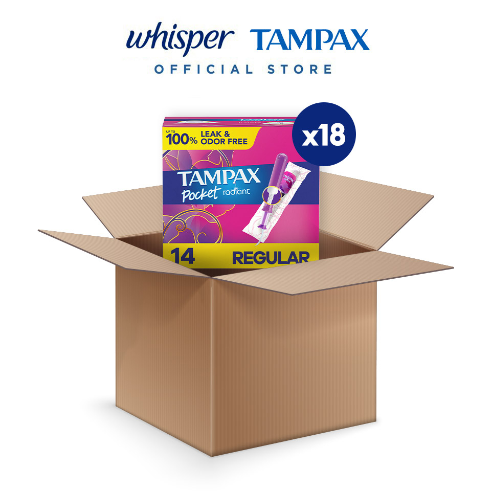 [Carton Deal] Tampax Pocket Radiant Plastic Tampons Regular/Super 14s