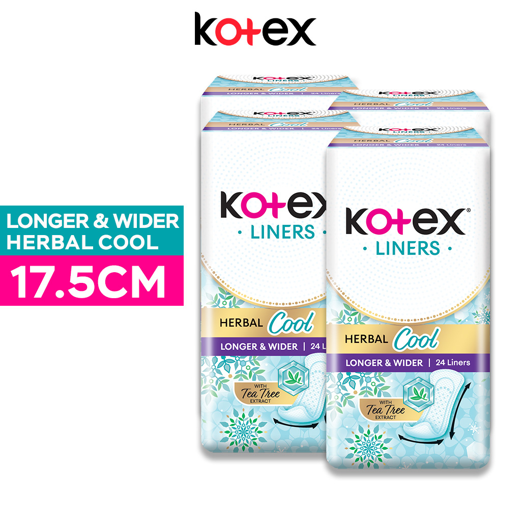 [Bundle of 4] Kotex Herbal Cool Longer & Wider Liners 17.5cm Shopee