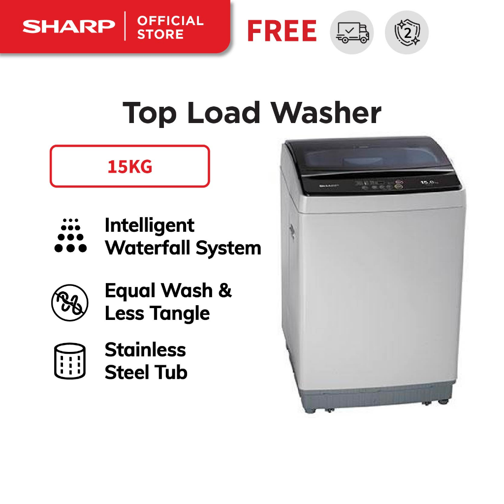 SHARP 15KG Top Load Washer l Washing Machine l ESX156 l 2 Year Warranty