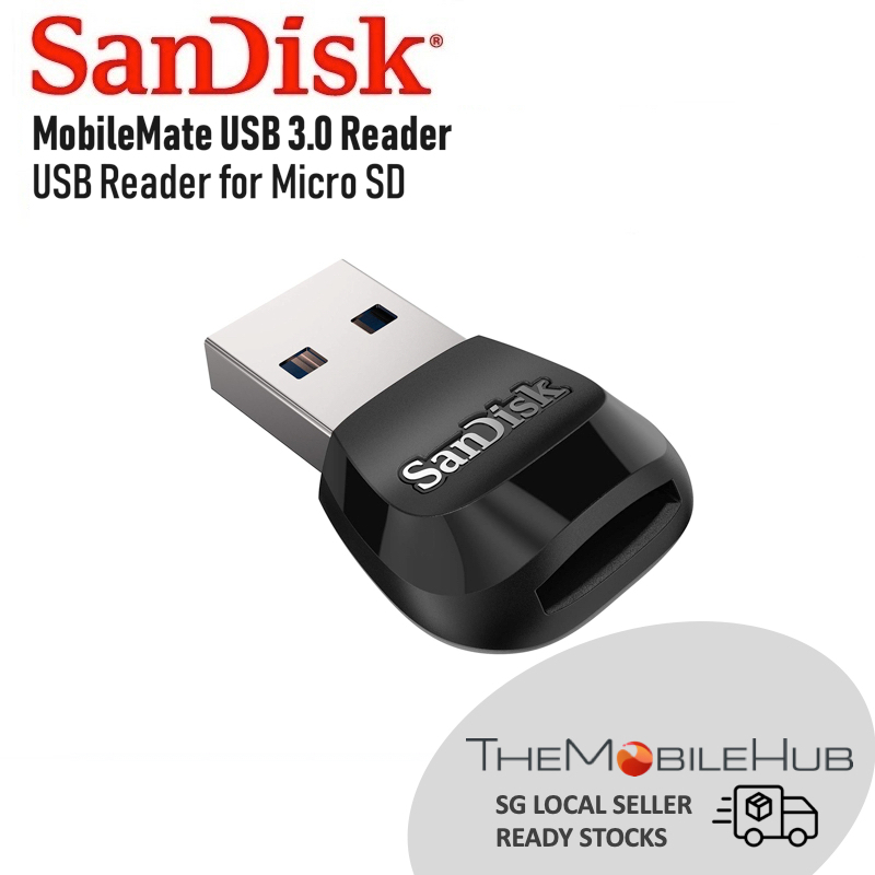 SanDisk MobileMate USB 3.0 microSD Card Reader Compact Mini Adapter ...