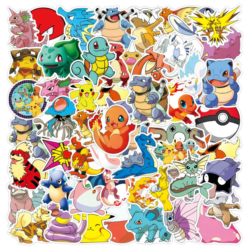 🌟READY STORE🌟 50PCS Pokémon Cartoon Stickers DIY Waterproof Sticker for ...