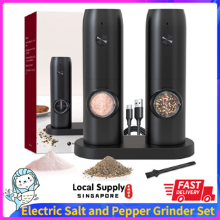 Electric Gravity Rechargeable Black Mill Salt and Pepper Grinder Set with  Blue Light Stand - China Electric Gravity Pepper Grinder and Salt and Pepper  Grinder price