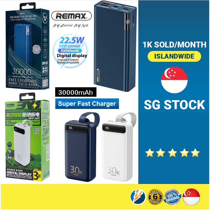 [SG] REMAX RPP-522 Battery RPP-257 Super Fast Charging 30000mAh ...