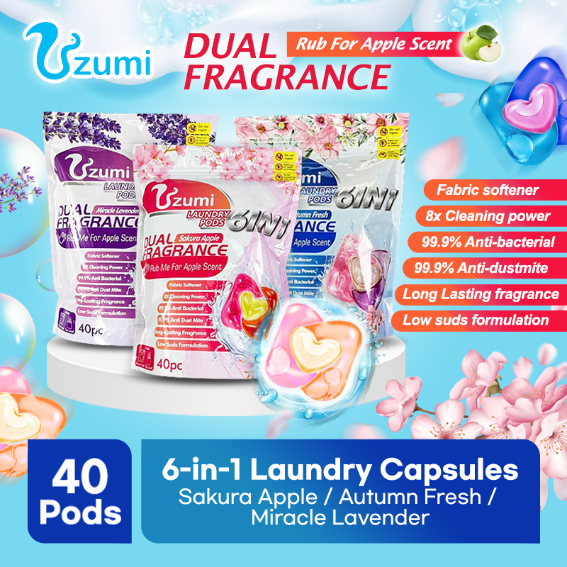 [40pcs] Uzumi Dual Scent Washing Detergent Laundry Capsules Laundry
