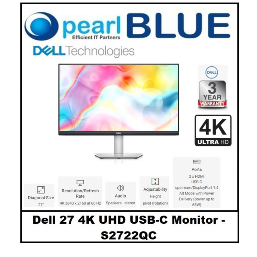 [READY STOCK] Dell 27 4K UHD USBC Monitor S2722QC Shopee Singapore
