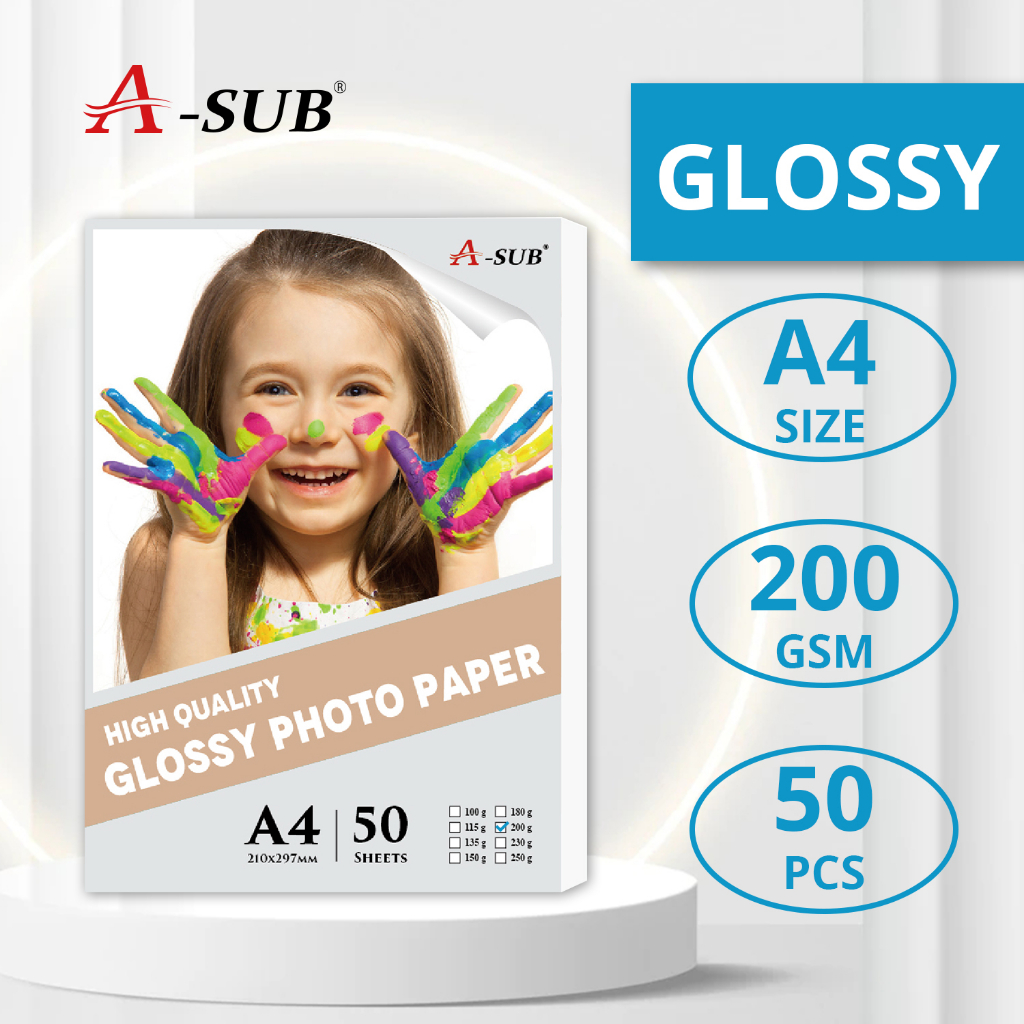 【Glossy 200gsm】ASUB Glossy Photo Paper 200gsm Photograph Printing A4