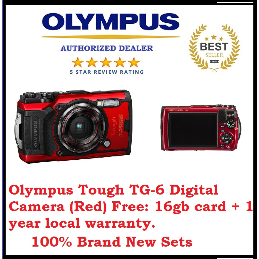 Olympus Tough TG-6 Digital Camera (Red) + 1 Year Local Warranty