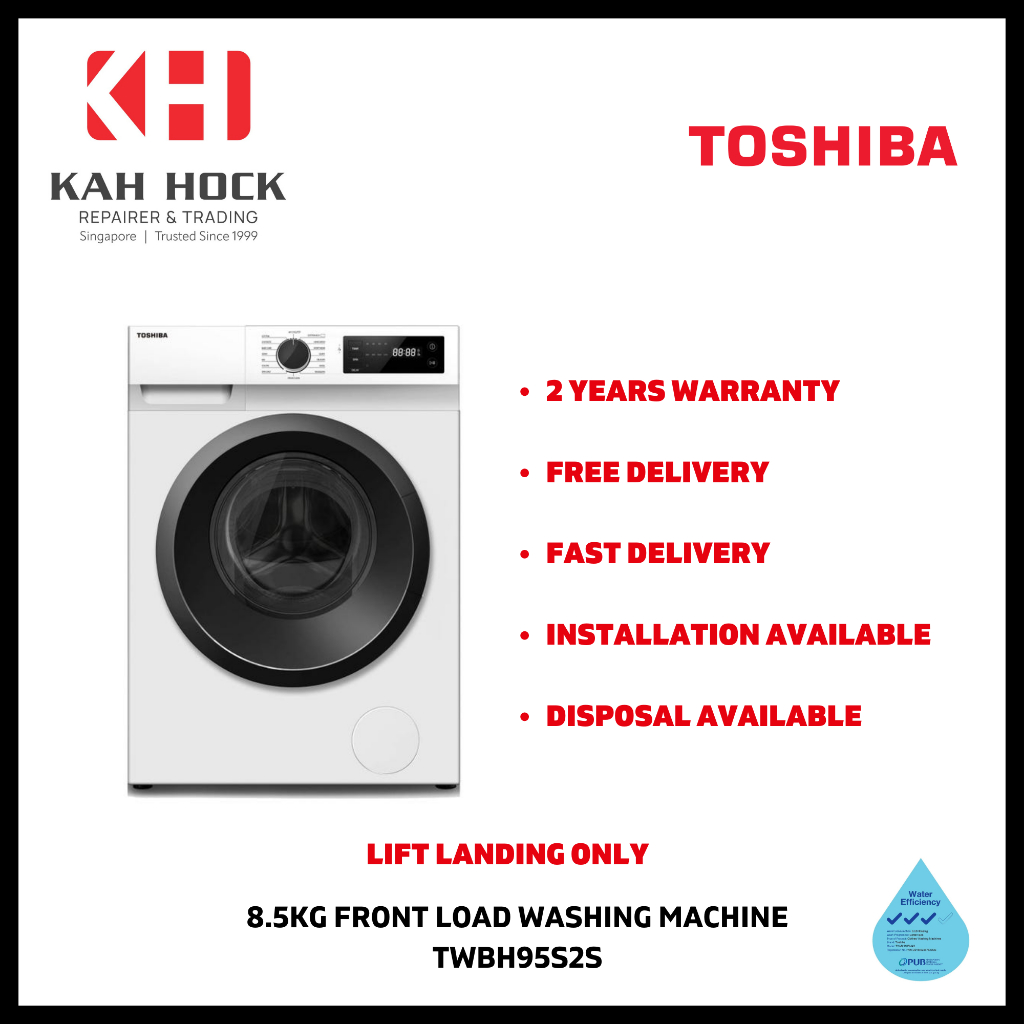 TOSHIBA TWBH95S2S 8.5KG FRONT LOAD WASHING MACHINE 2 YEARS
