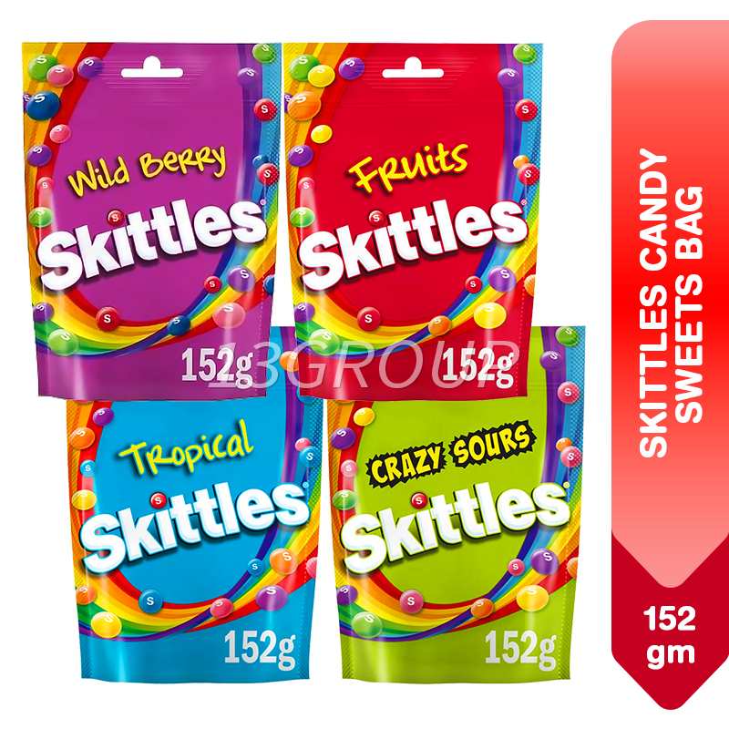 Skittles Chewy Candies Sweets Fruits Wild Berry Tropical Crazy Sours 152g Shopee Singapore