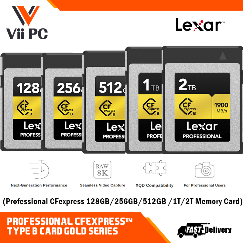 LEXAR Professional CFexpress 128GB/256GB/512GB/1TB/2TB Type B Card Gold ...