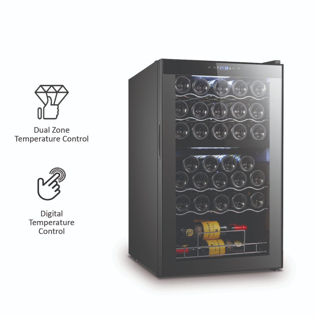 JVD Lifestyle 33 Bottle Wine Chiller, 98 litres (Dual Temperature Zone