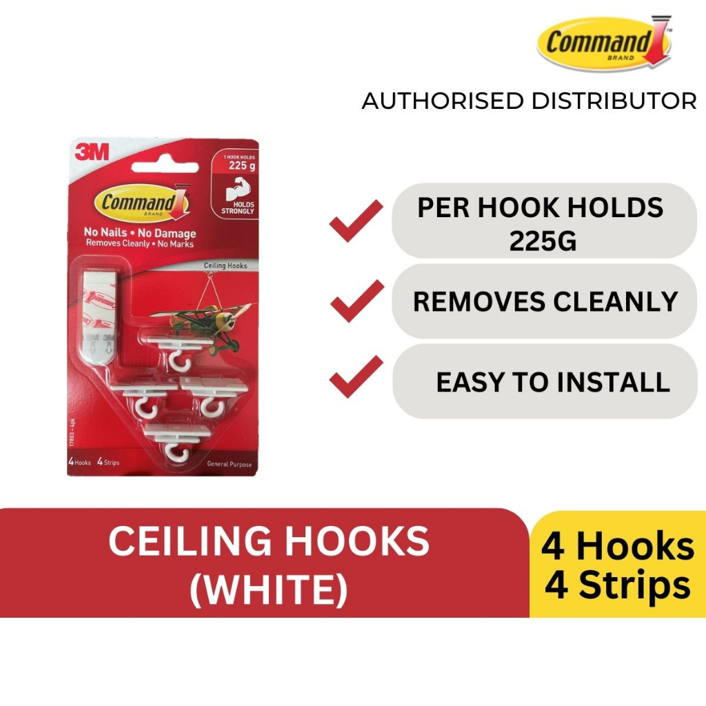 3M Command Ceiling Hooks 178034pk Shopee Singapore