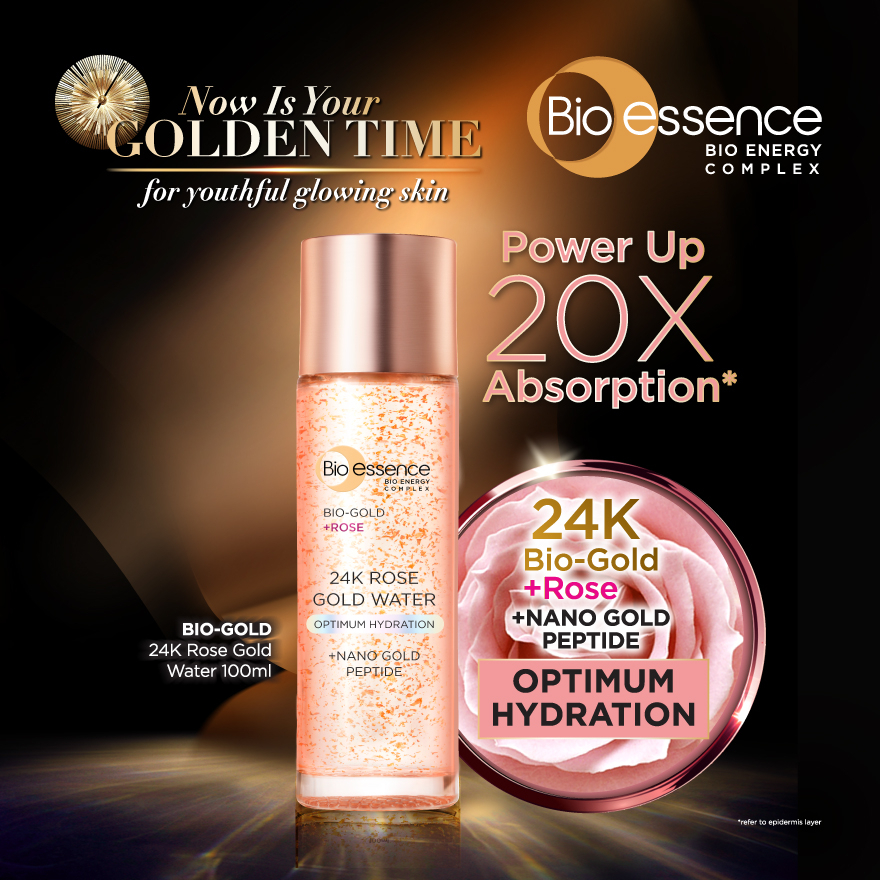 BIO ESSENCE Bio-Gold 24K Rose Gold Water 100ml - Optimum Hydration and ...