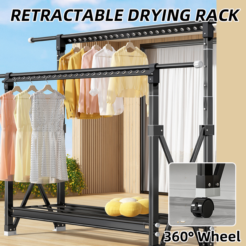 Aluminum Alloy Drying Rack Folding Drying Rack Balcony Clothes Rack With Wheels Shopee Singapore