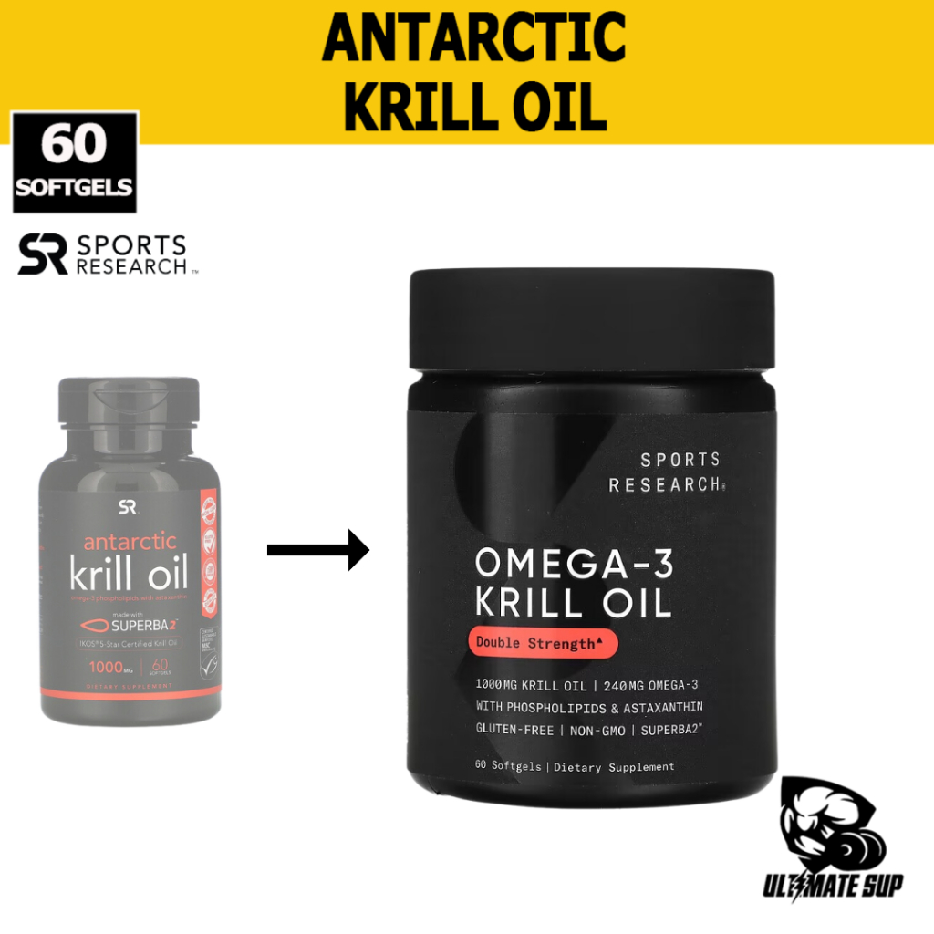 Sports Research, Antarctic Krill Oil with Astaxanthin, Omega 3, Gluten