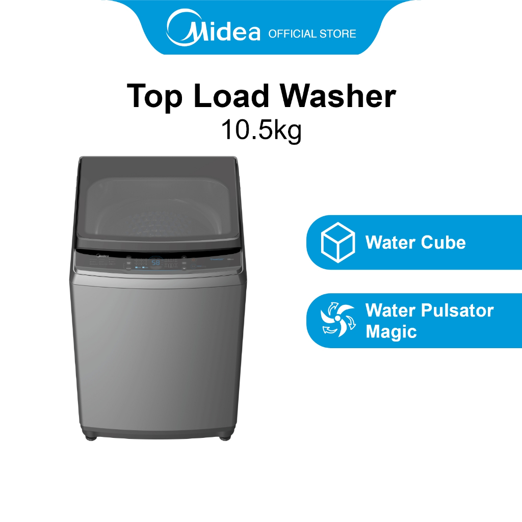 [Bulky] Midea MA200W105D Grey Top Load Washing Machine, 10.5kg, Water