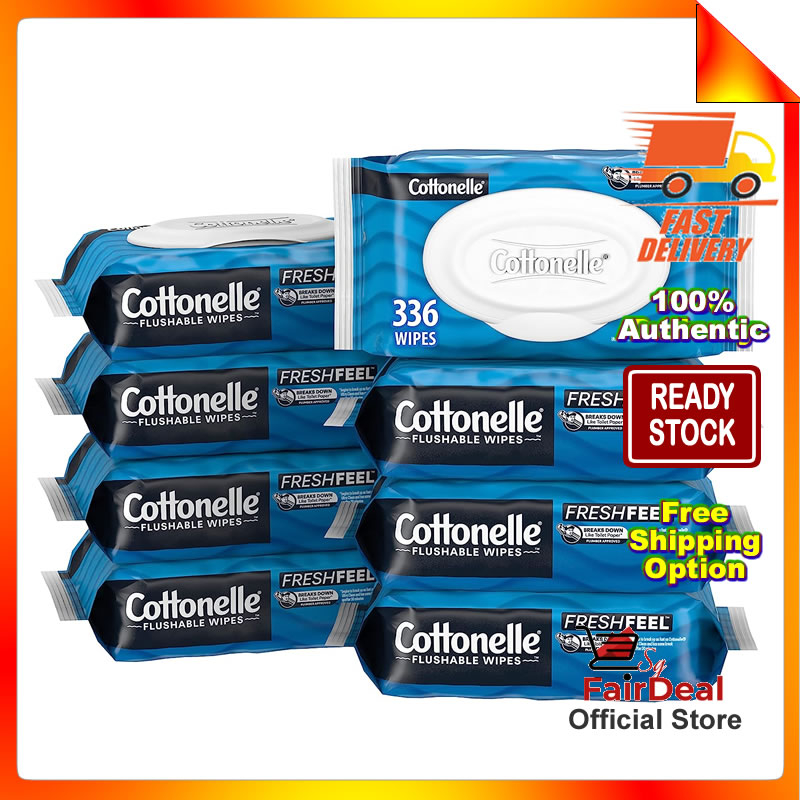 Cottonelle FreshCare Flushable Wet Wipes for Adults, Alcohol Free, 336 ...