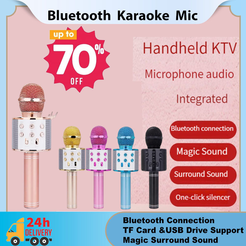 WS858 Bluetooth Wireless Karaoke Microphone Player 4 in 1 Mic