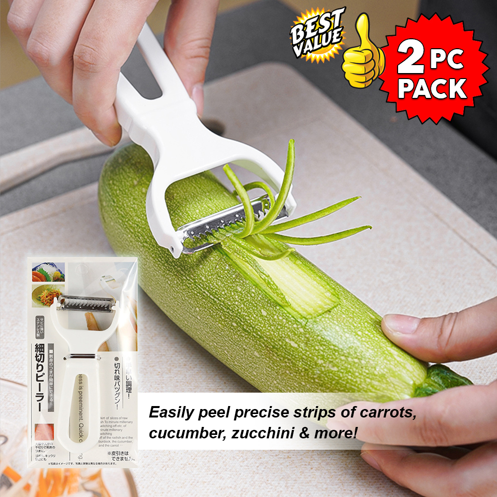 2 PC PACK Julienne Strip Peeler Peel Fruits & Vegetables Into Long