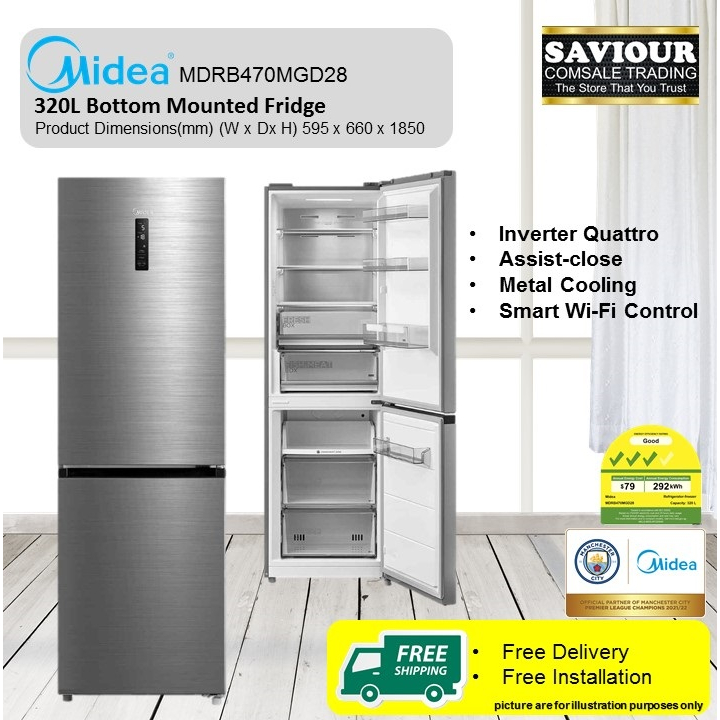 Midea MDRB470MGD28 320L ( Inverter Quattro / Assistclose / Metal