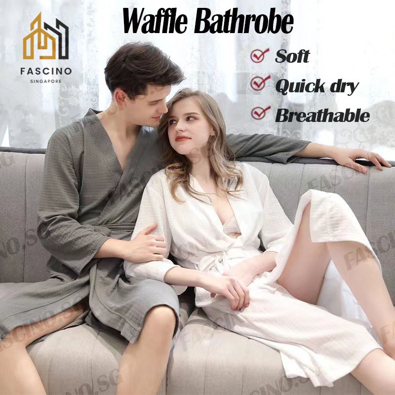 【SG】Waffle Kimono Lightweight Bathrobe Classic Bath Robe Long SPA
