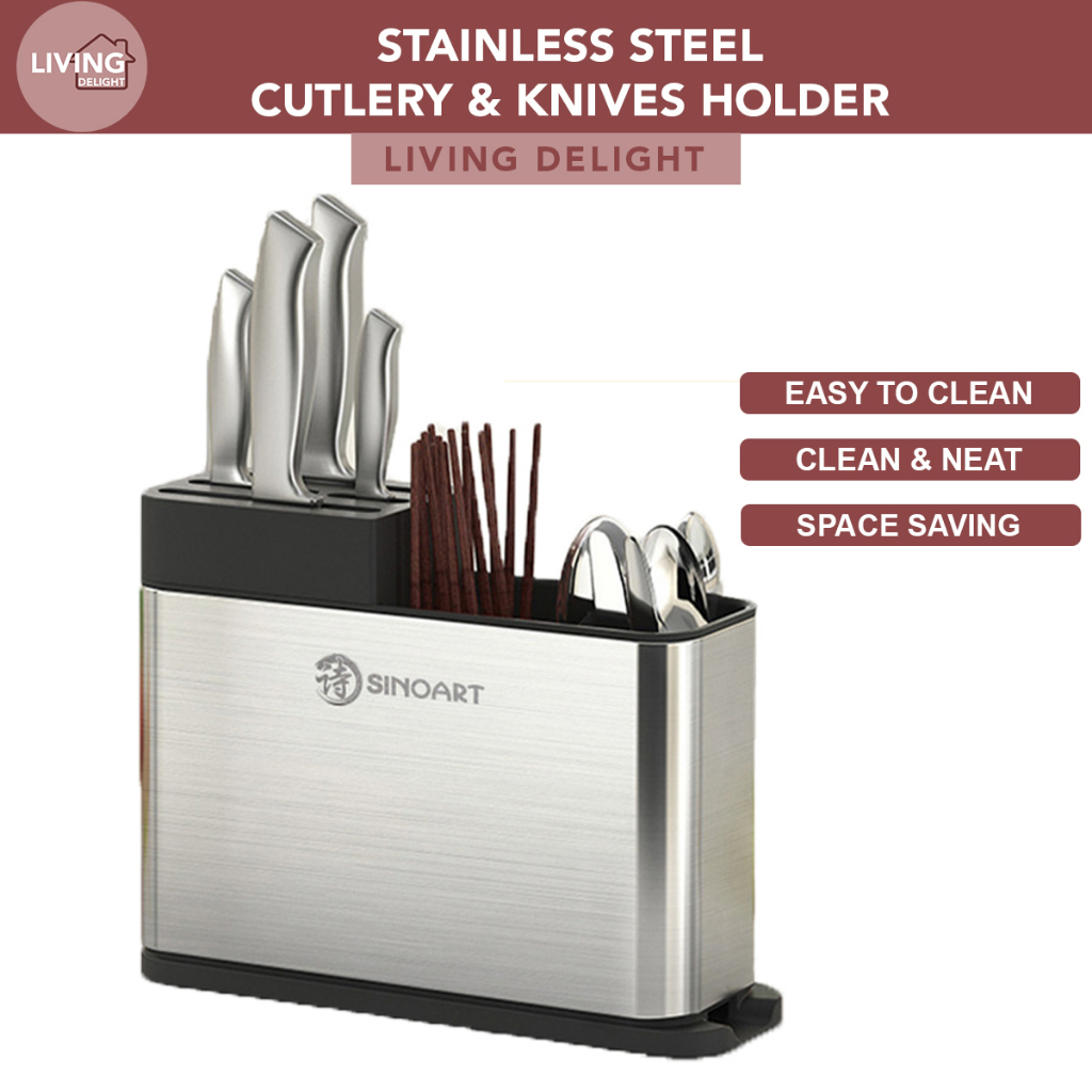 High Quality 2in1 Stainless Steel Knife Cutlery Holder Kitchen Utensils ...