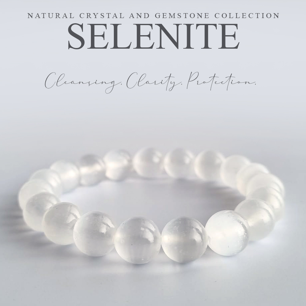 Selenite crystal bracelet. 100 genuine natural gemstone jewellery with