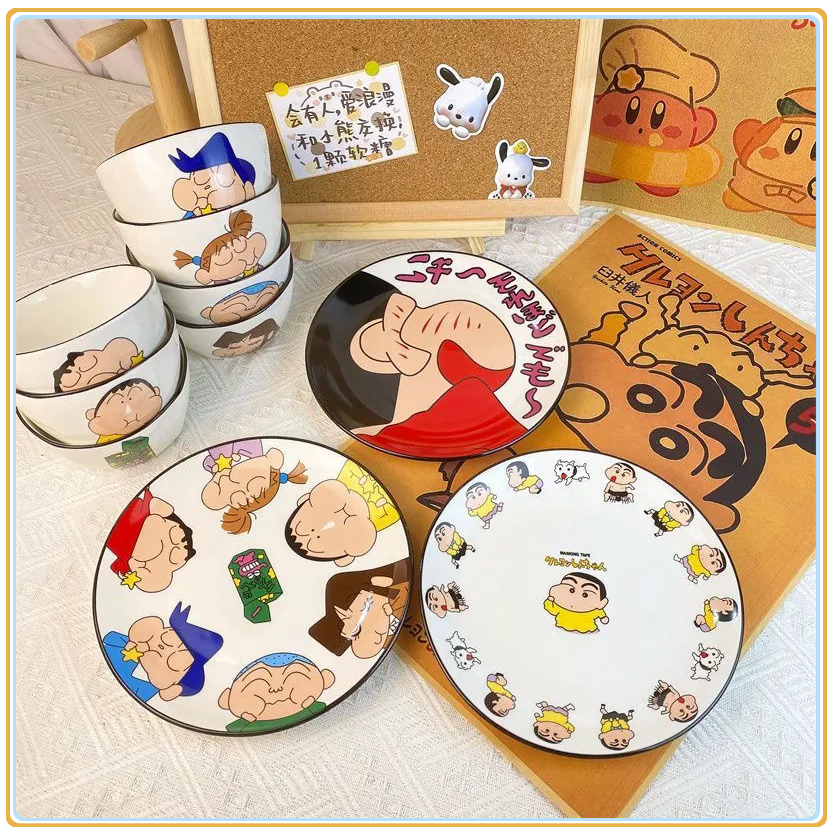 蜡笔小新 Crayon Shin-chan ceramic rice bowl, plate Children, couple shallow ...