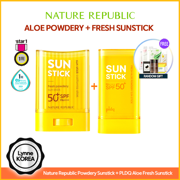[1+1] Nature Republic California Aloe Fresh Powdery Sun Stick + PLDQ Aloe Fresh Premium Sun