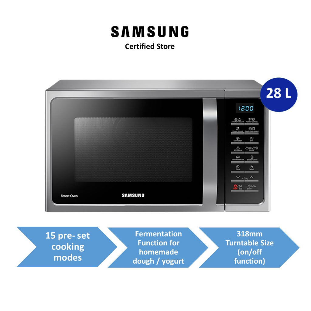 Samsung MC28H5015AS/SP Grill Convection 28L Microwave with Ceramic Enamel 15 Pre set modes