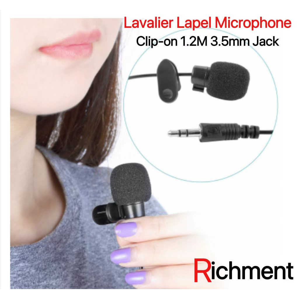 Portable Clipon Lapel Lavalier Mic Nylon Wired Mini Microphone