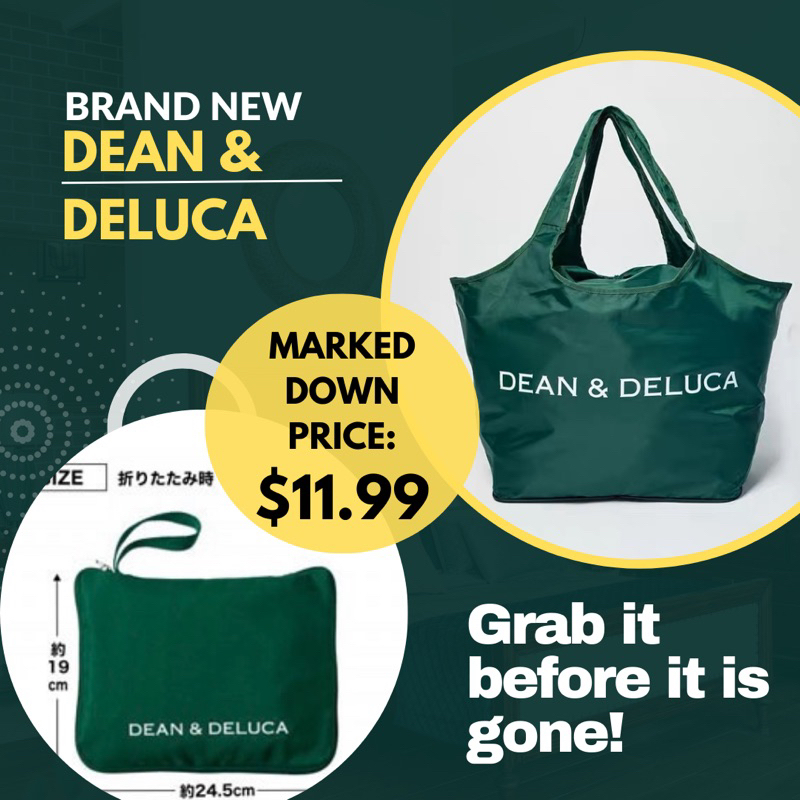 [SG SELLER] ORIGINAL DEAN & DELUCA - FOLDABLE Shopping bag | Recycle bag | LARGE DURABLE bag | Reusable bag Tote
