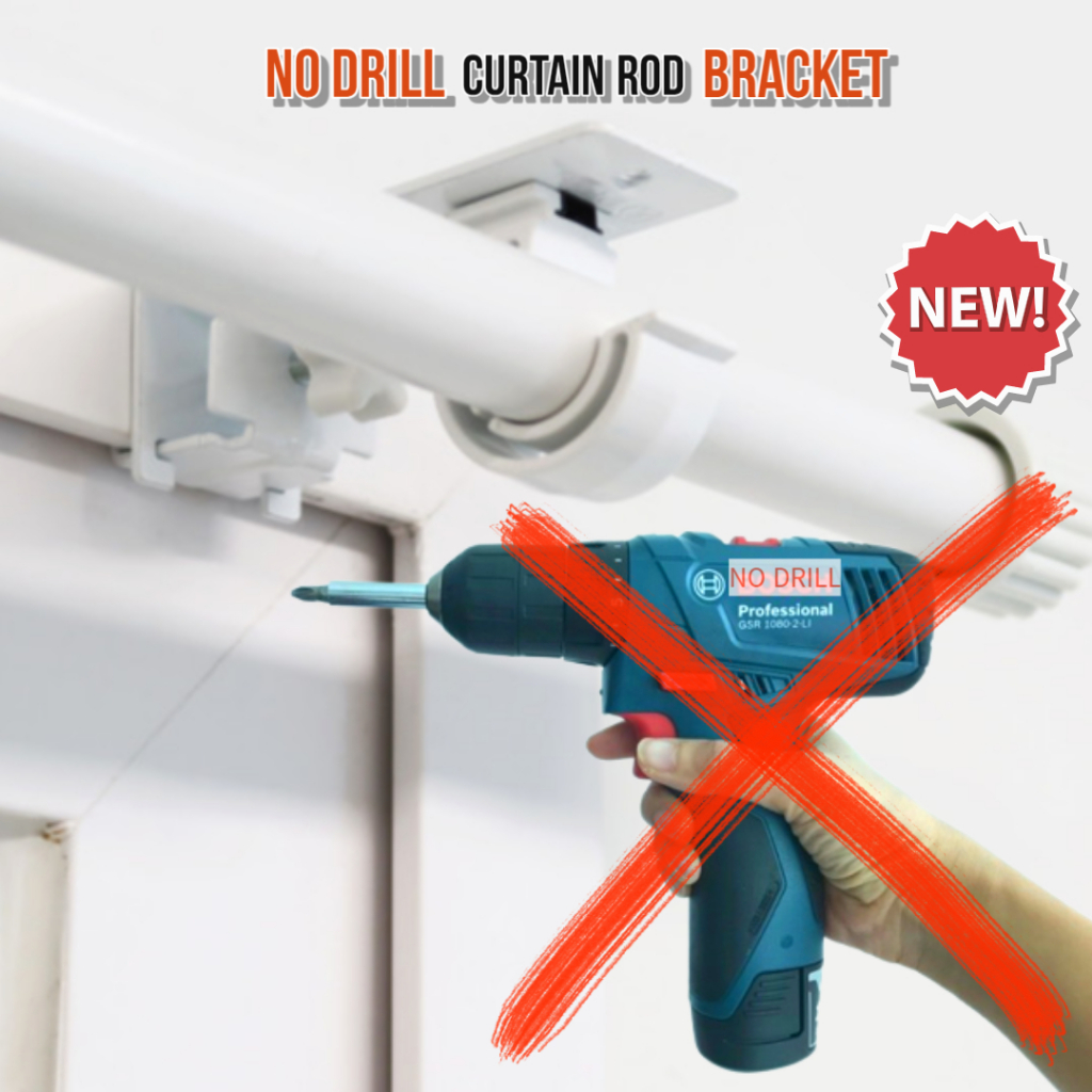 No Drill Curtain Rod Holder Bracket Easy Installation For Curtains