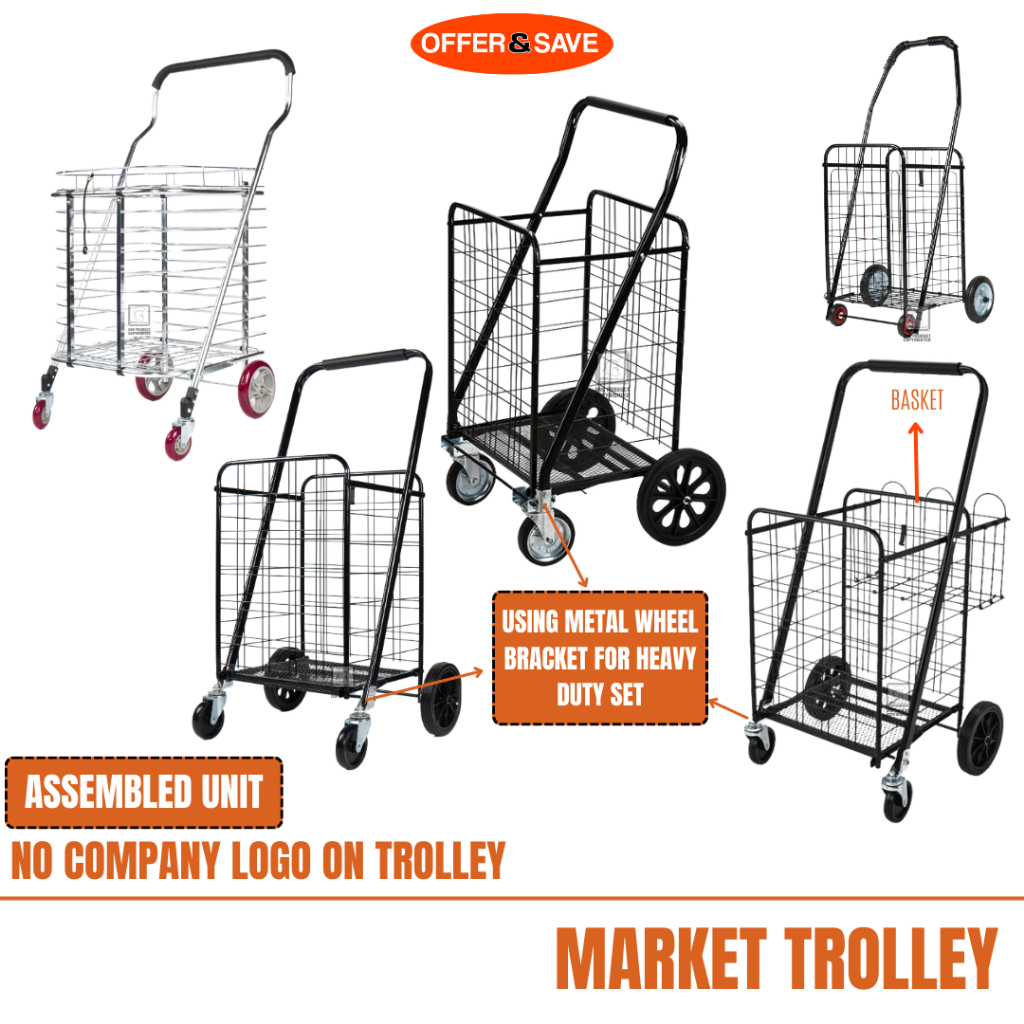 Aluminum Foldable Grocery Shopping Cart   Market Trolley With Swivel 