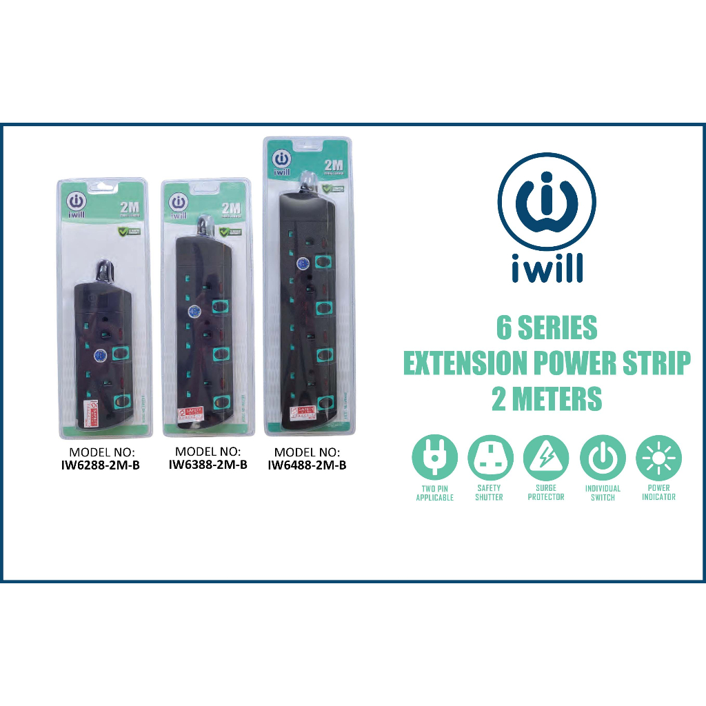 [Surge Protection] IWILL Matt Black 2 - 4 Gang Extension Plug Power ...