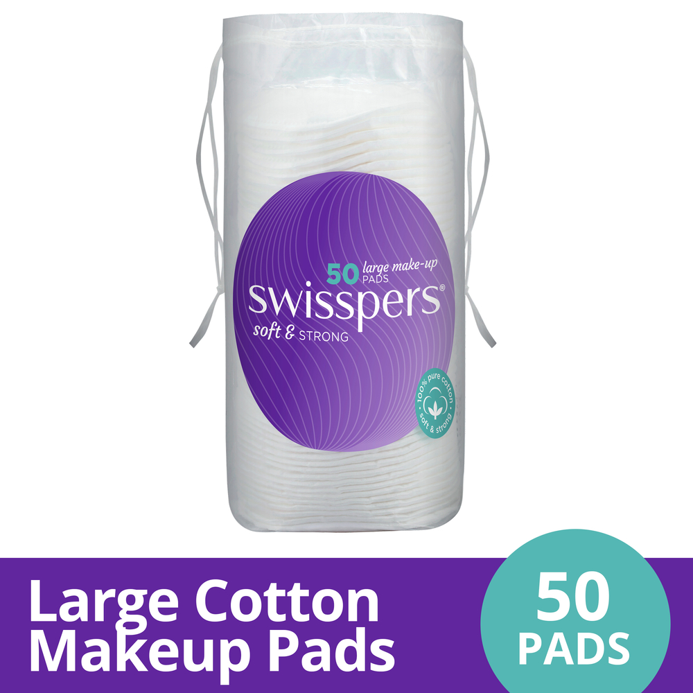 [Bundle of 2] Swisspers Soft & Strong Large Cotton Makeup Pads 50s