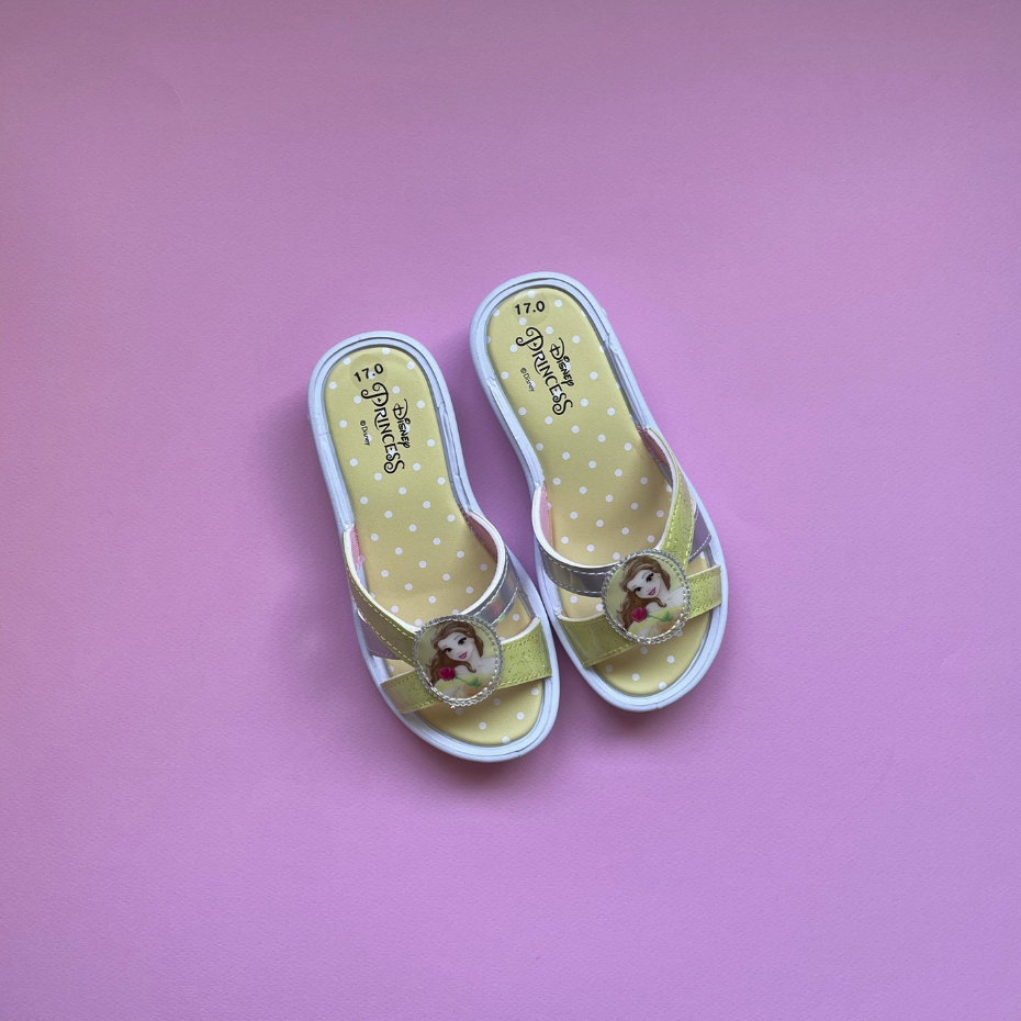 Disney Princess Belle Beauty and the Beast Yellow Heel Slippers [ 122 ...