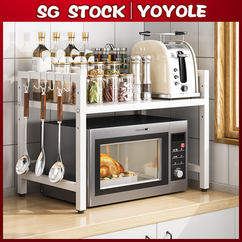 Microwave Oven Rack Extendable Shelf Metal Rack Stand Kitchen Rack