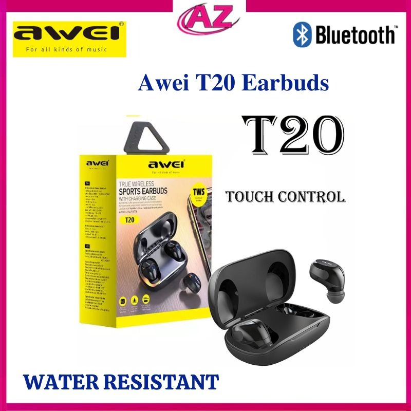 Awei T20 Earbuds Water Resistant | With Mic Touch Control Bluetooth 5.0 ...