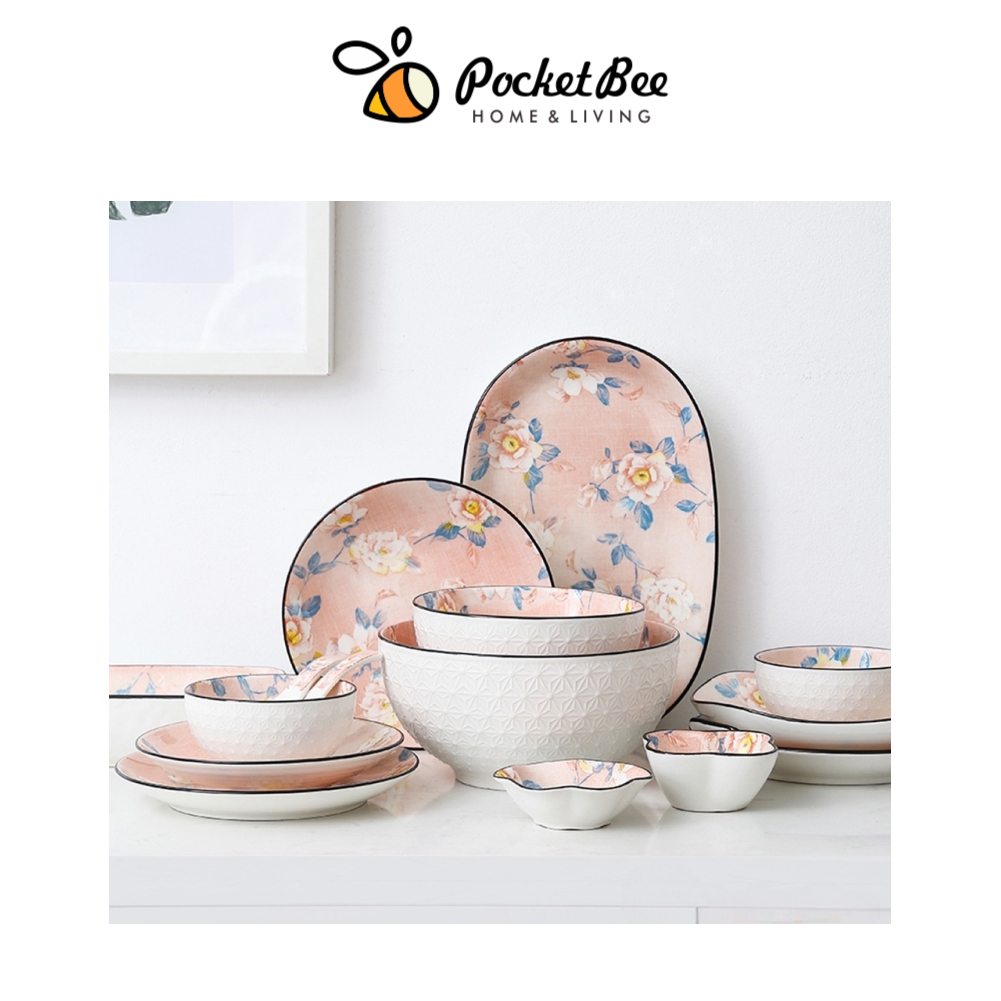 Pocketbee Home Dinnerware Plate and Bowl Collection Porcelain Plate