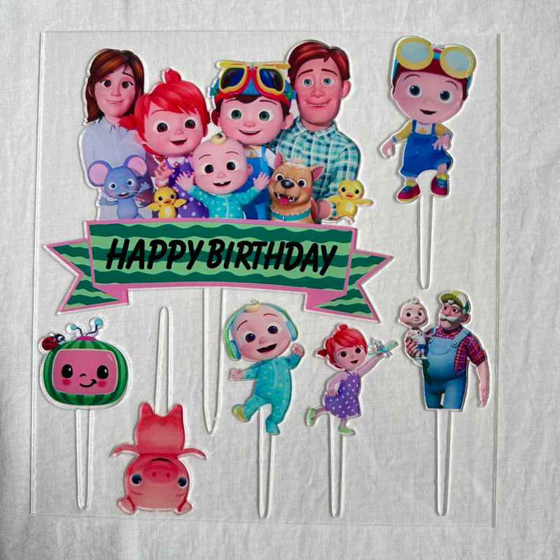 [SG Seller] Set of 7 Cocomelon Acrylic Cake and Cupcake Topper Family ...