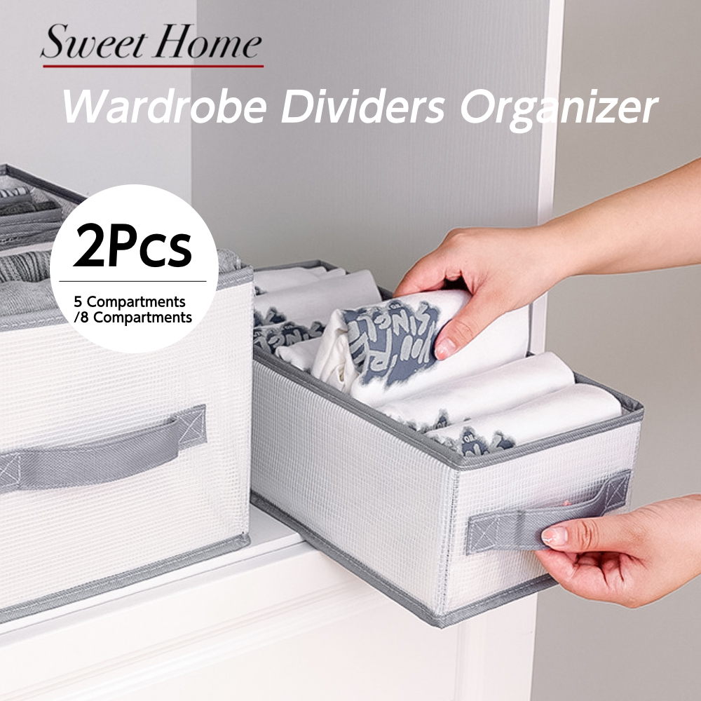 [2Pcs] Wardrobe Dividers Organizer PVC Grids Drawer Closet Organizer ...