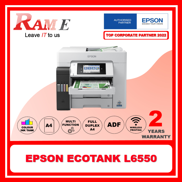 Epson Ecotank L6550 A4 Colour Wi Fi Duplex All In One Ink Tank Printer Shopee Singapore 9447