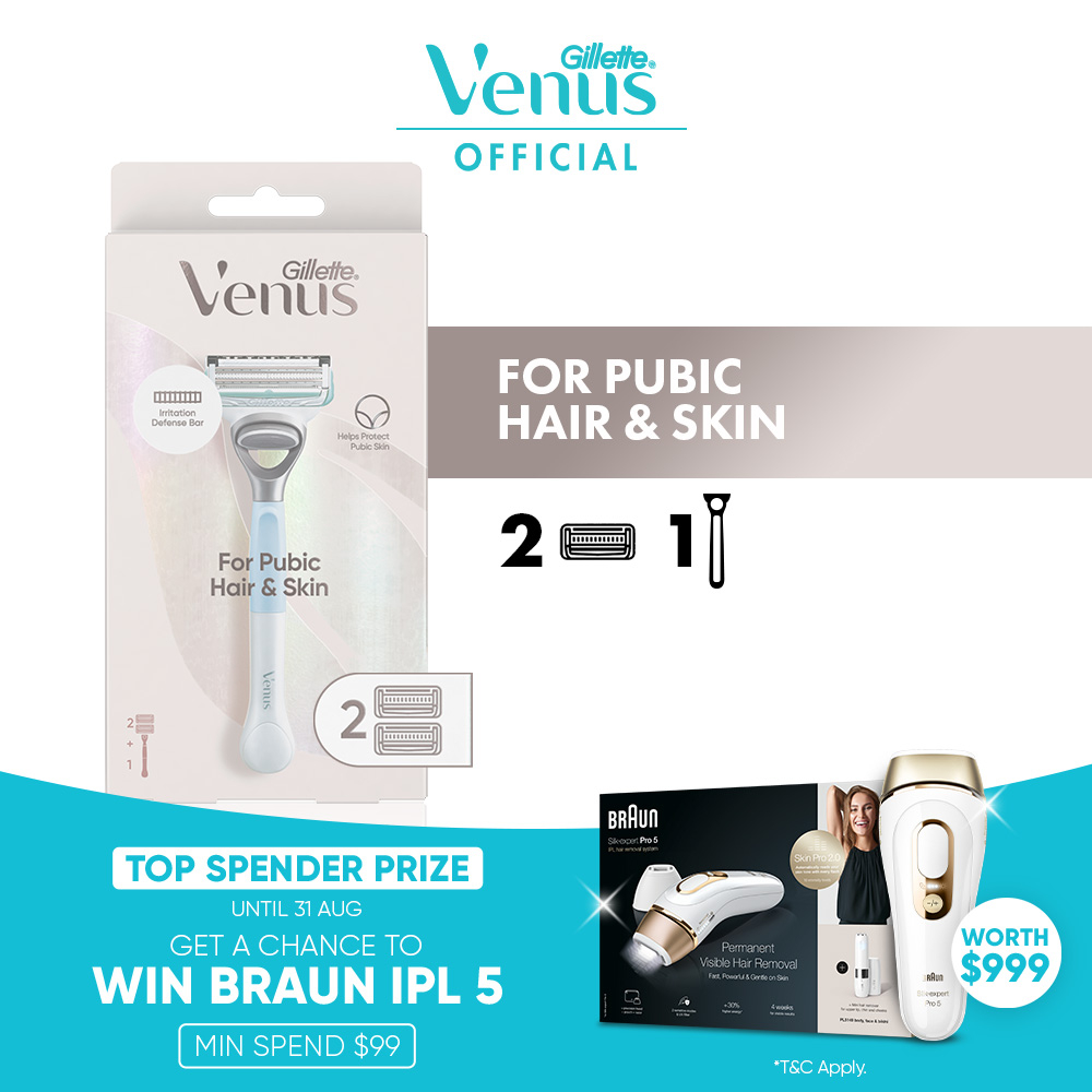 Gillette Venus For Pubic Hair & Skin Women's Razor (Handle + 2 Blade