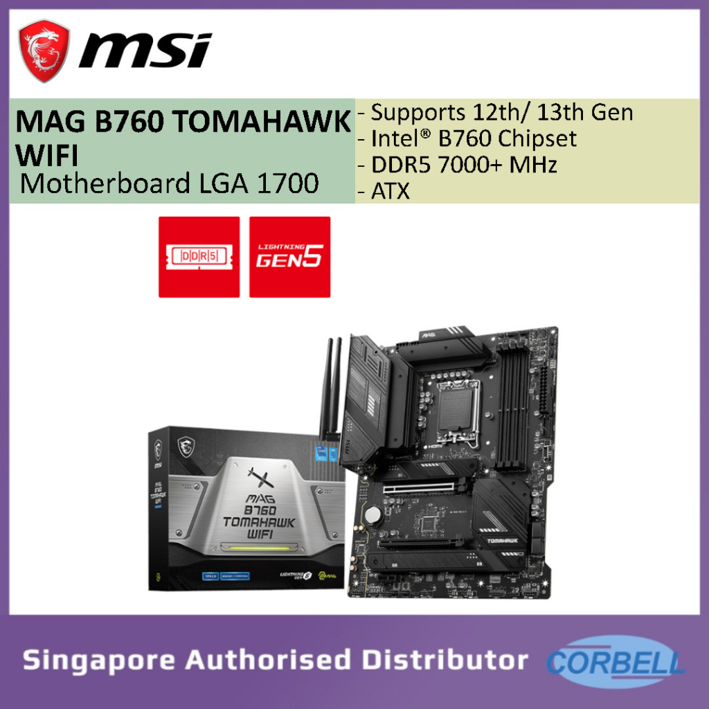 MSI MAG B760 Tomahawk Wifi DDR5 ATX Motherboard Intel Z760 LGA1700 ...