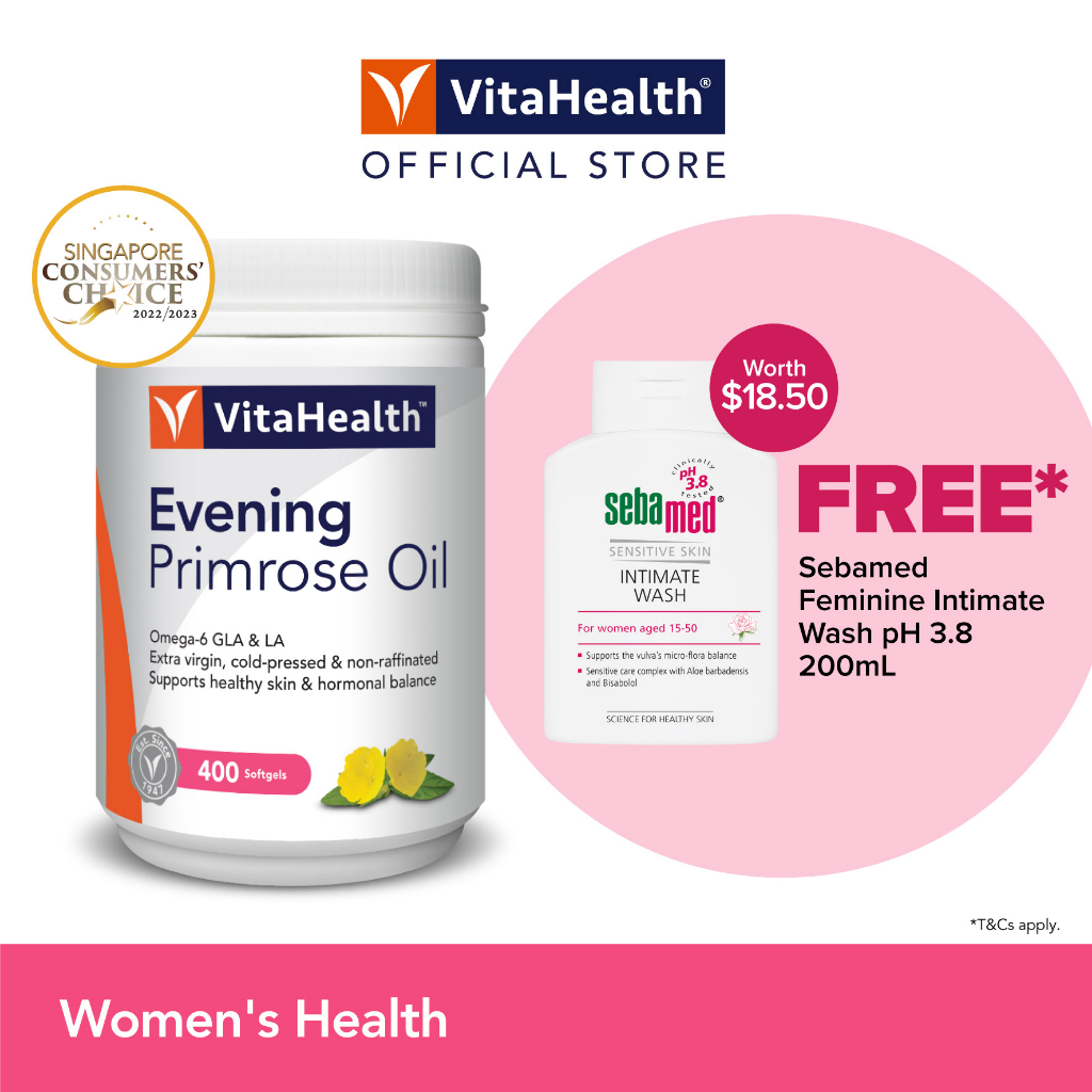 Evening Primrose Oil 100s/400s [EXP 05-2025] - Relieves PMS, menopausal symptoms, dry skin & mild eczema