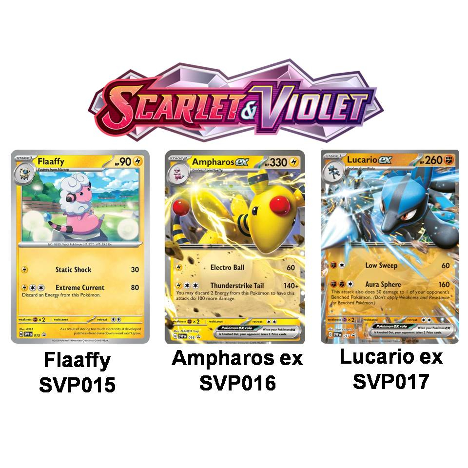 Pokemon TCG Scarlet & Violet promo cards: Ampharos ex SVP016 / Lucario ...